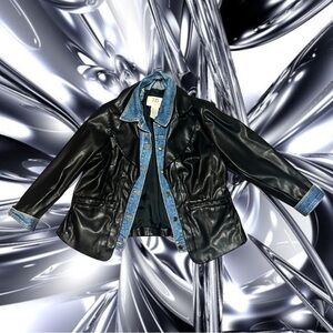 Vintage 725 originals faux leather and denim blazer 🪩